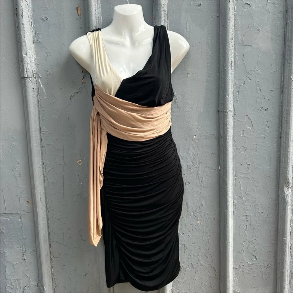 All Saints Elegant Black and Cream Women's Dress